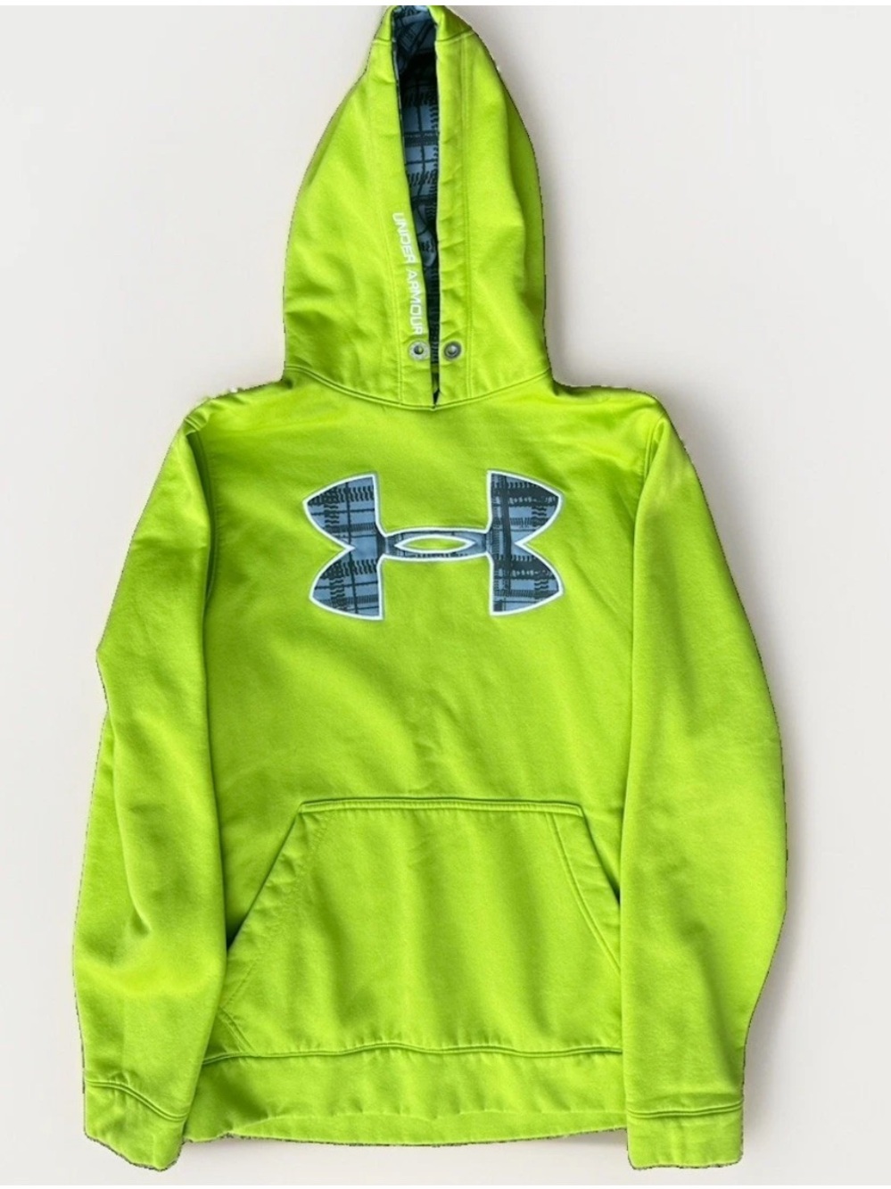 (S) UNDER ARMOUR LOOSE Fit Neon Green Hoodie w/ Embroidered Logo